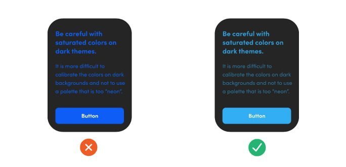Avoid Saturated Accent Colors in Dark UI Design