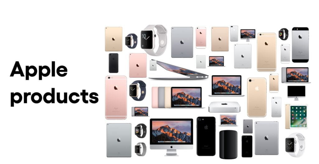 Apple product lineup showcasing consistent minimalist design.