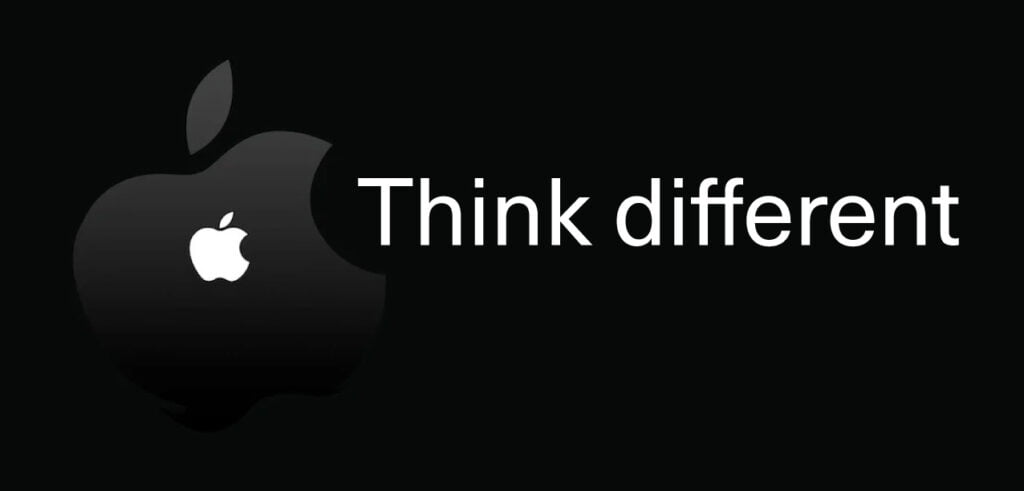 Image of Apple Product and "Think Different" Slogan