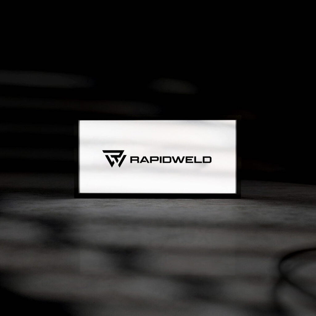 RapidWeld Logo indoor banner mockup