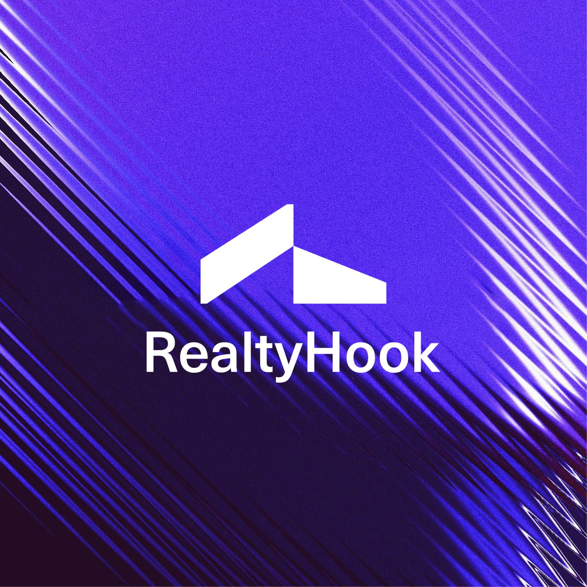 Realty Hook logo in a abstract background.