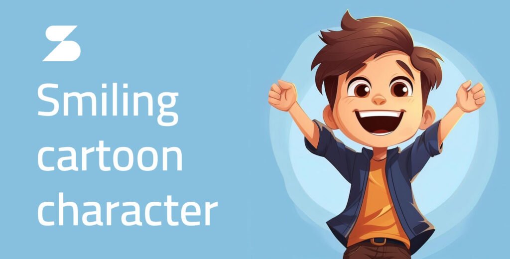 Smiling cartoon character evoking happiness and positivity